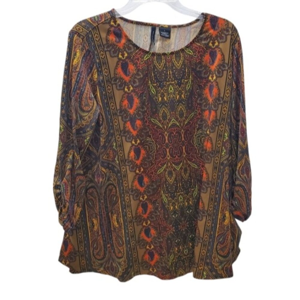 70's Retro Design Tunic Top Size L Boho Western Funky